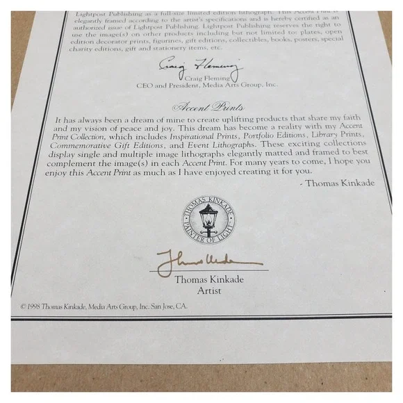 Thomas‎ Kinkade Accent Prints Framed Art Serene Cottage Psalm 23 Gold Frame - Picture 15 of 16